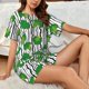 thumbnail image 4 of Fotbe Broccoli 2 Conjunto de Pijama Estampado para Mujer, 2 Piezas, Ropa de Dormir con Camiseta de Manga Corta y Shorts Suaves-Small, 4 of 6