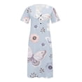 thumbnail image 5 of ICHUANYI Clearance Fashion Women Summer Printing Causal V-Neck Button Short Sleeve Vacation Pockets Dress(Blue, XL) ICHUANYI WER2023081401786, 5 of 5