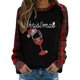 thumbnail image 1 of Gibobby Sudadera de Navidad para mujer Sudadera casual con estampado navideño para mujer, cuello redondo, manga larga, sudadera raglán(Rojo,M), 1 of 4