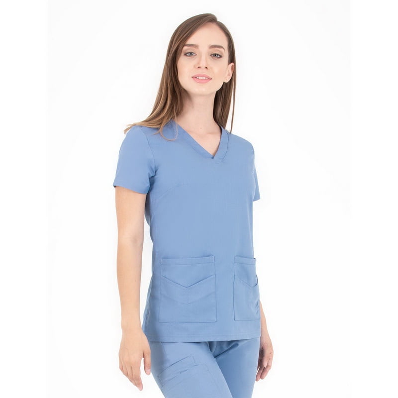 LifeThreads Ergo 2.0 Collection Women's Utility Ve-Neck Scrub Top Ceil Blue 3XL