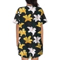 thumbnail image 3 of Kdxio Lilies Flowers Print Pajamas Sets for Women Short-Sleeved Pjs with Lounge Shorts Two Piece Sleepwear S-4XL, 3 of 9