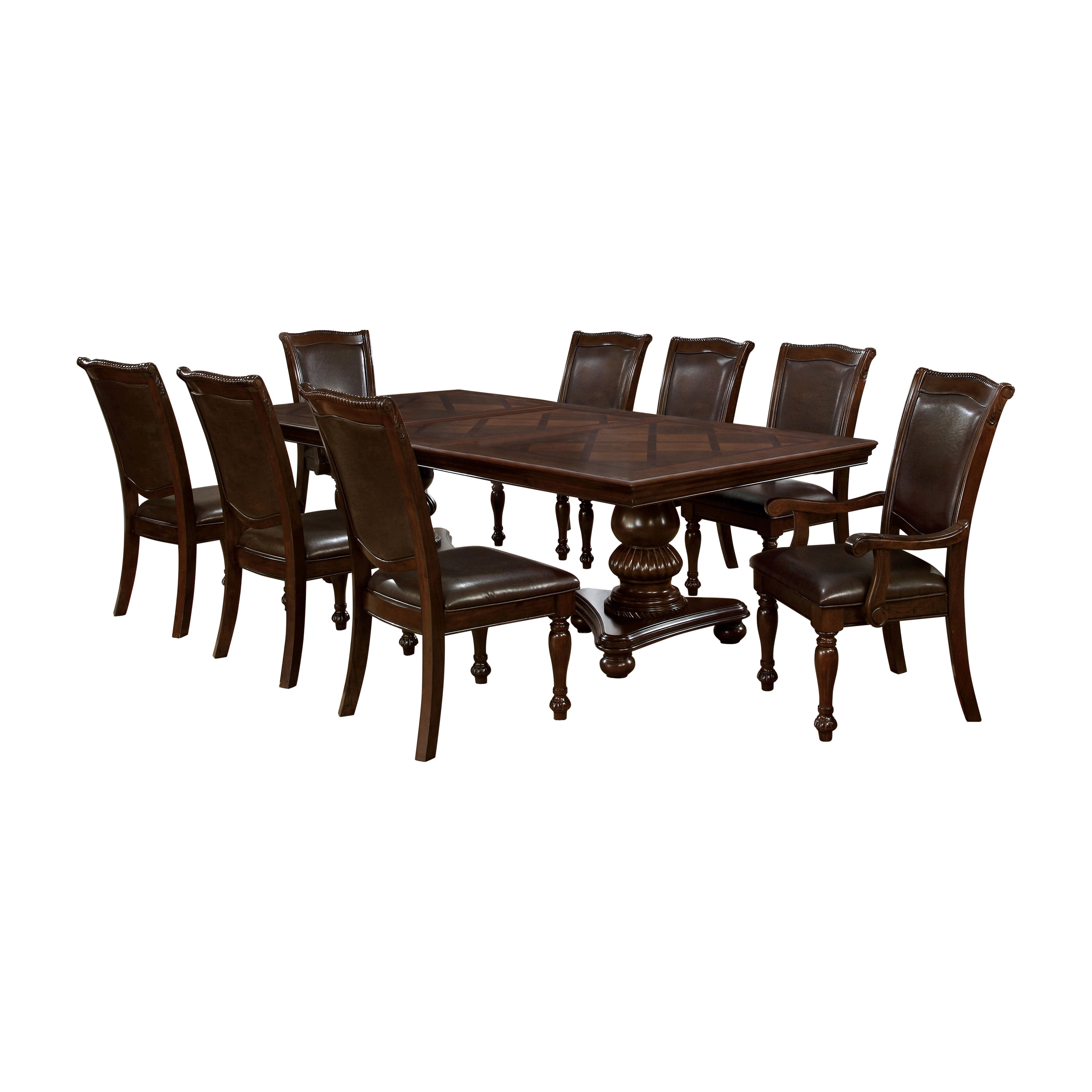 Furniture of America Paxton Traditional 9-Piece Dining Set, Brown Cherry