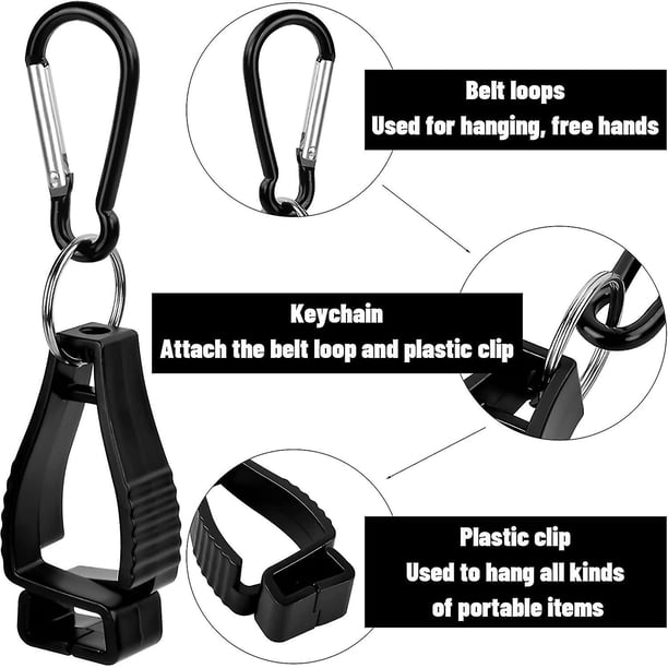 Clip antideslizante para guantes de trabajo, Clip para guantes con abrazadera de mosquetón, Clip de protección de trabajo de seguridad para llave, casco, toalla, 4 Uds.