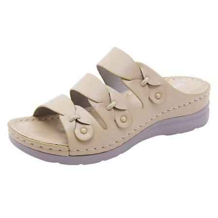 

House Shoes For Women House Shoes For Women House Slippers Women Summer Slip-On Wedges Beach Open Toe Breathable Sandals Shoes Slippers