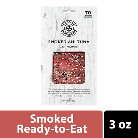 Secret Smokehouse Smoked Wild Caught Ahi Tuna with Sesame Seeds and Sesame Oil 3oz Plastic Pouch Gluten-Free