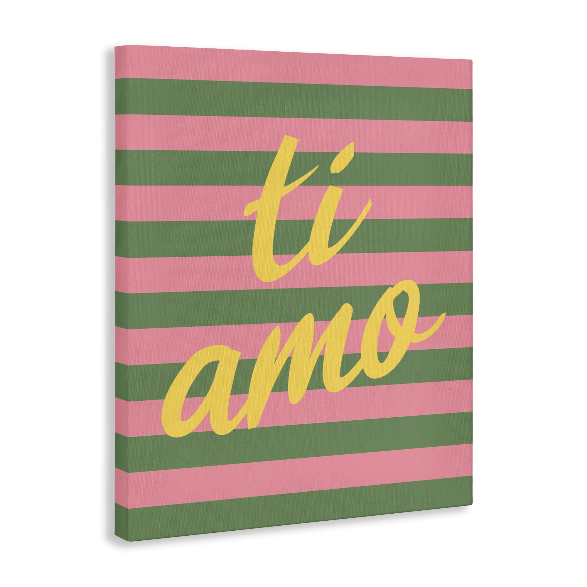 Stupell Industries Ti Amo Pink Green Stripes Canvas Wall Art, design by SD Graphics Studio