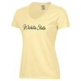 thumbnail image 2 of Women's  Yellow Wichita State Shockers Script Logo Comfort Wash V-Neck T-Shirt, 2 of 3
