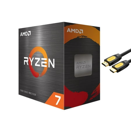 AMD-Ryzen 7 5800X 4th Gen 8-core Desktop Processor Without Cooler, 16-threads Unlocked, 3.8 GHz Up to 4.7 GHz, Socket AM4, Zen 3 Core Architecture, StoreMI Technology w/ Mytrix HDMI Cable