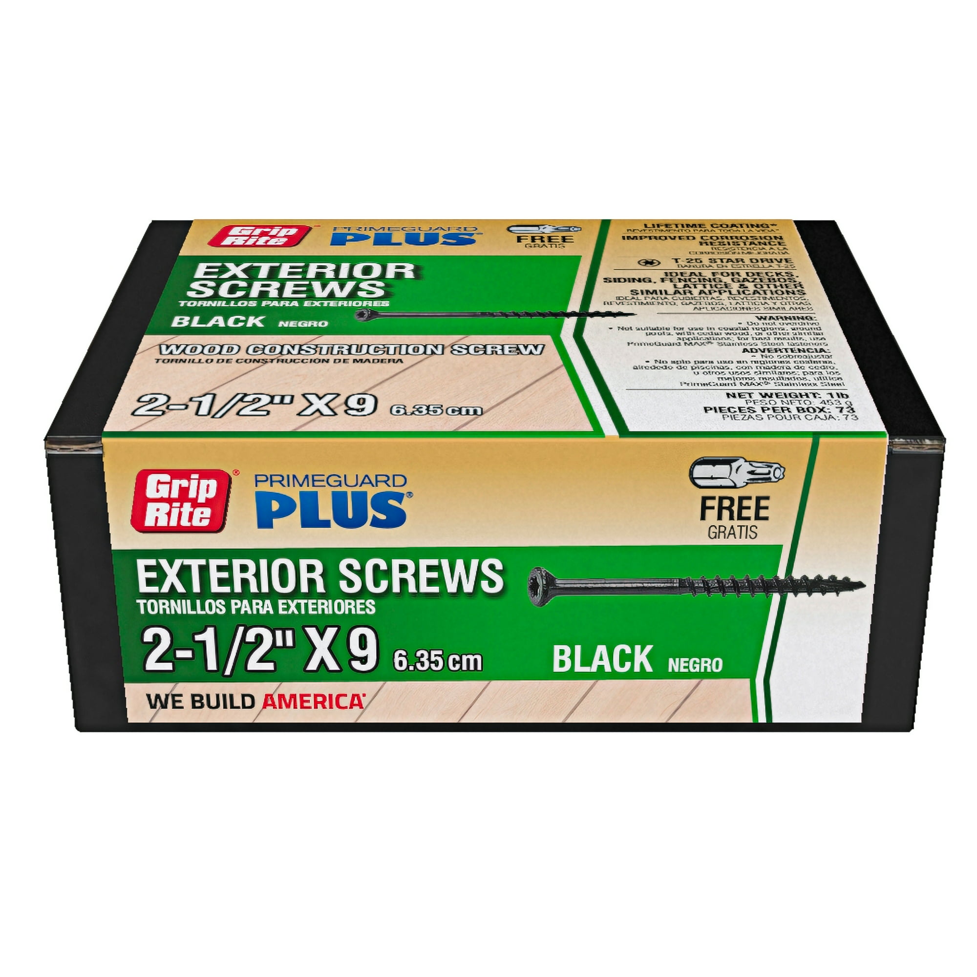 Grip-Rite PrimeGuard Plus #9 x 2-1/2 in. Black Wood to Wood Deck Screw 1lb.