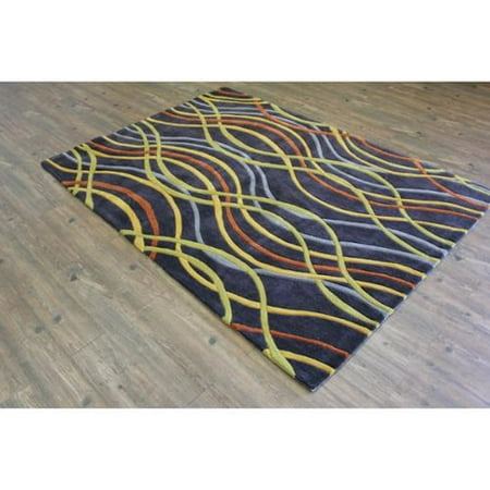 Charcoal Yellow Grey Copper Green Color Area Rug 5 X 7 Departments