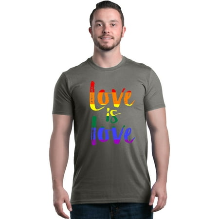 Shop4Ever Men's Love is Love Rainbow Gay Pride Graphic