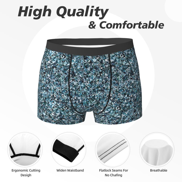 PSD Men's Boxer Briefs 3-Pack - 7" Inseam, Moisture-Wicking & Supportive With Cool Gemstone Print (X-Large)