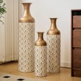 thumbnail image 3 of CQSXDA Tall Modern Home Textured Pattern White Metal Vases, Set of 3, 3 of 15