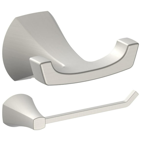 Better Homes & Gardens Simple Flare 3-Piece Bathroom Hardware Set – Satin Nickel Toilet Paper Holder & Robe Hooks