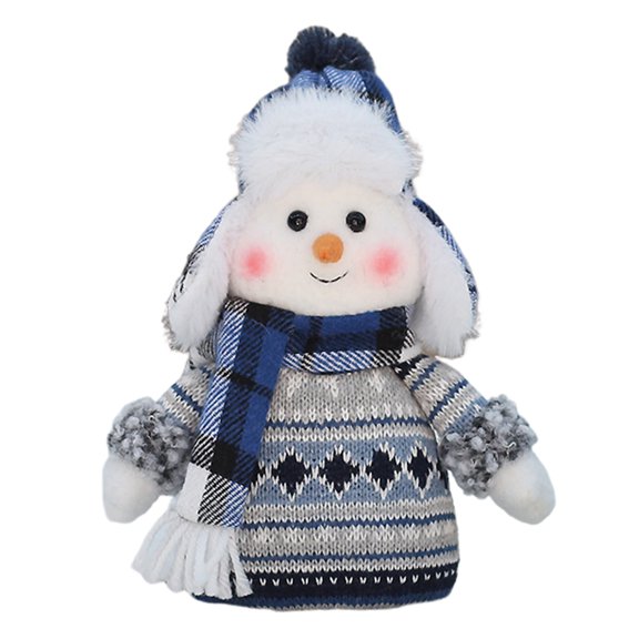 Eosunjian Christmas Snowman Doll Plush Toy Stuffed Snowman Figurine Xmas Ornaments for Home Decorations Tabletop Centerpieces Fireplace Party