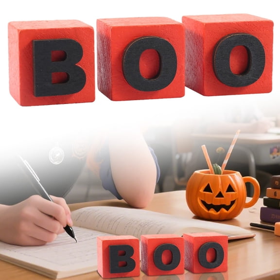 FEISHENTT Halloween Wooden Desktop Ornament Home For Fall Season Party Display Shelf Tabletop Centerpiece Decorative Idea