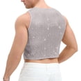 thumbnail image 3 of Ceisia Men's Rhinestone Mesh Crop Top Sleeveless Sheer Tank Top for Party Club Gray XXL Gift, 3 of 4