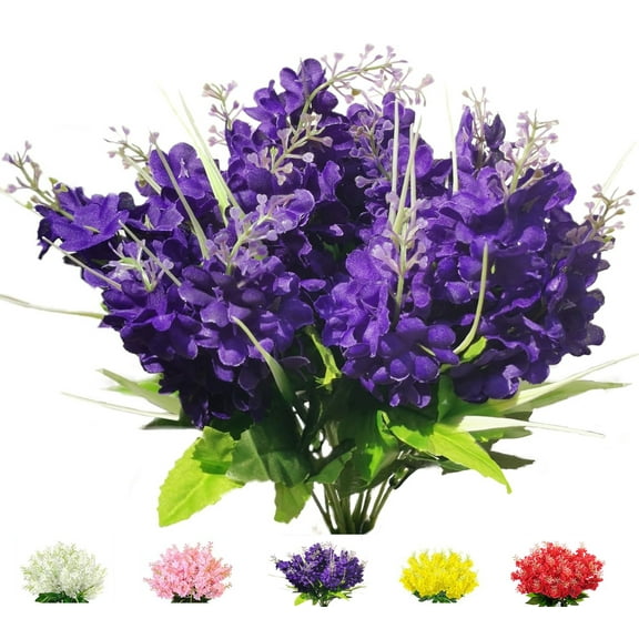 6 Pcs Artificial Wisteria Flowers for Outdoor 13.8'' Faux Hyacinth Flowers for Home Porch Decoration Fake Silk Floral for Wedding Spring Garden Fence Porch Outsides Decor,Purple
