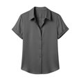 thumbnail image 7 of IUYRTFE Women's Short Sleeve Collared Button Down Shirt Relaxed Fit Stretch Casual Summer Blouse, 7 of 7