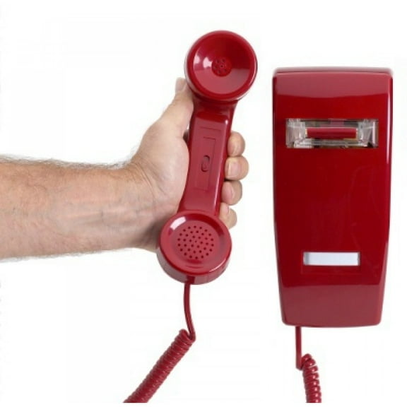 No Dial Red Wall Phone with Ringer by HQTelecom