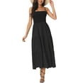 thumbnail image 2 of Unique Bargains Robe Maxi d'Été à Bretelles Spaghetti Smockée Décontractée Boho Sans Manches à Volants Noire m, 2 of 5
