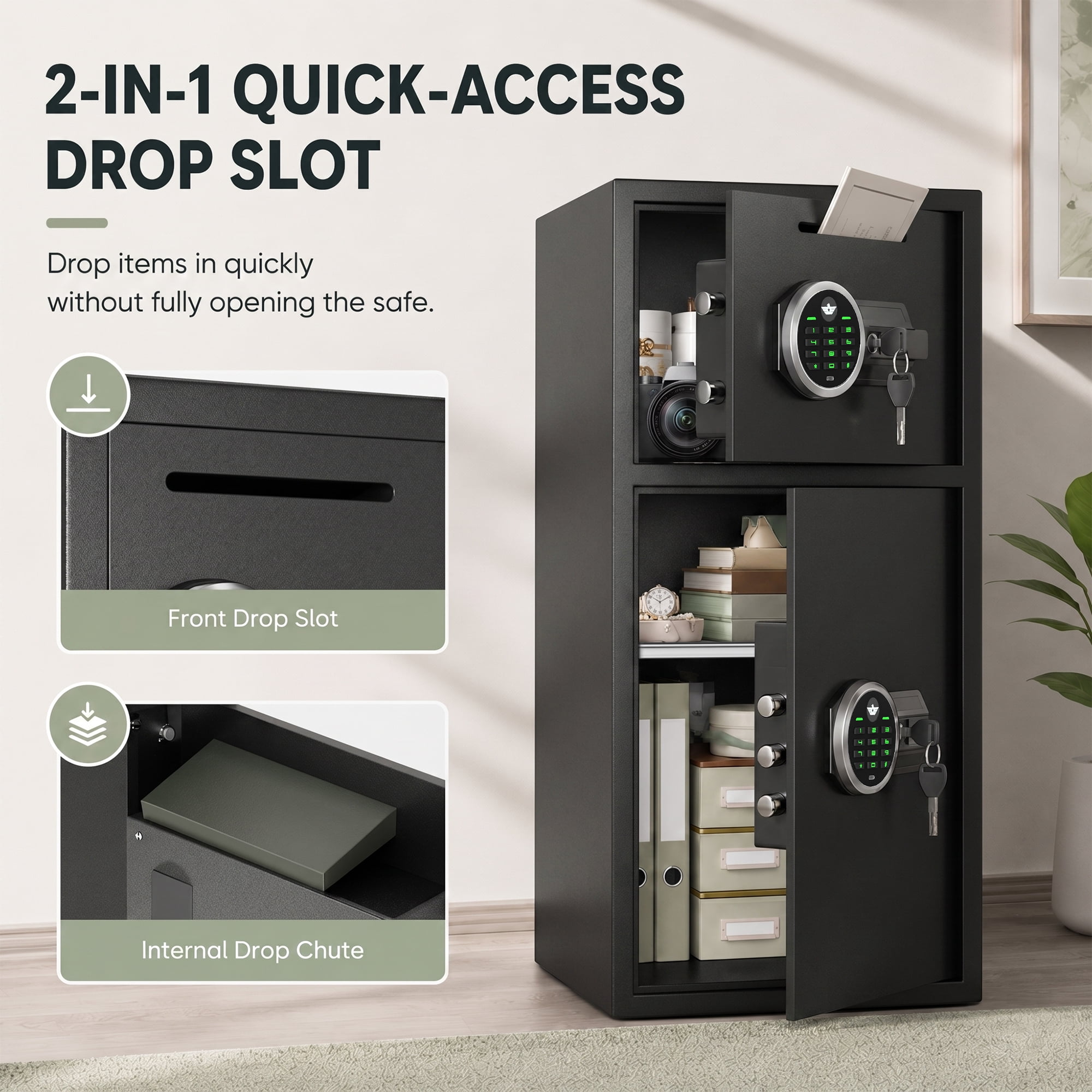 Silkight 6.5 Cu ft Large Safe Box, Money Safe with Adjustable Shelf and LED Light, Digital Keypad, Home Safes with Deposit Slot & Dual Alarm System