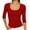 *Red-3/4 Sleeve, variant on ClodeEU Women's Scoop Neck Ribbed 3/4 Sleeve Fitted Top,Solid Stretchy Basic Layering Tee ,Women's Plus L