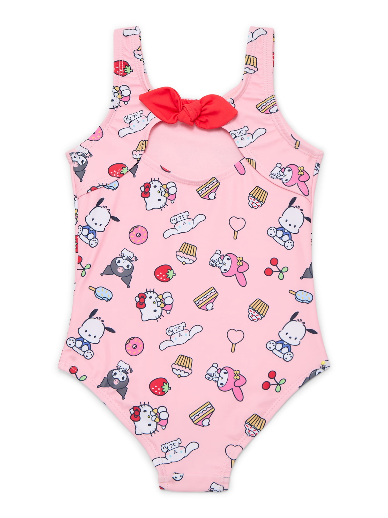 Hello Kitty x Wonder Nation Toddler Girl One-Piece Swimsuit, Sizes 18M-5T