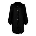 thumbnail image 5 of Mohiass Fall Shirt Dresses for Women 2024 Lapel Solid Color Button Down Long Sleeve Elegant Going Out Work Dress Black S, 5 of 5