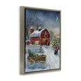 thumbnail image 4 of Stupell Industries Holiday Wagon & Barn Holiday Painting Brown Floater Framed Canvas Art Prints Wall Art, 25 x 31, 4 of 10