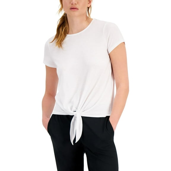 ID Ideology Womens Knot Front T-Shirt Bright White M