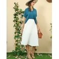 thumbnail image 4 of Doublju Womens Johnny Collar Rolled Short Sleeve Blouse With Plus Size, 4 of 4