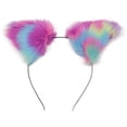 thumbnail image 3 of Colorido patrón de orejas de gato de felpa accesorios para el cabello horquilla diadema decoración joyería (#2), 3 of 5