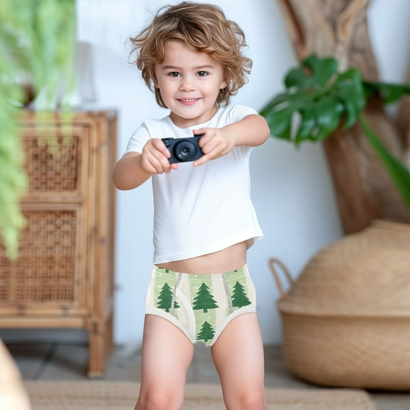 Ckdifva Christmas Trees Stripe Boys Underwear Briefs Cotton Panties Active Stretch Briefs One Pack
