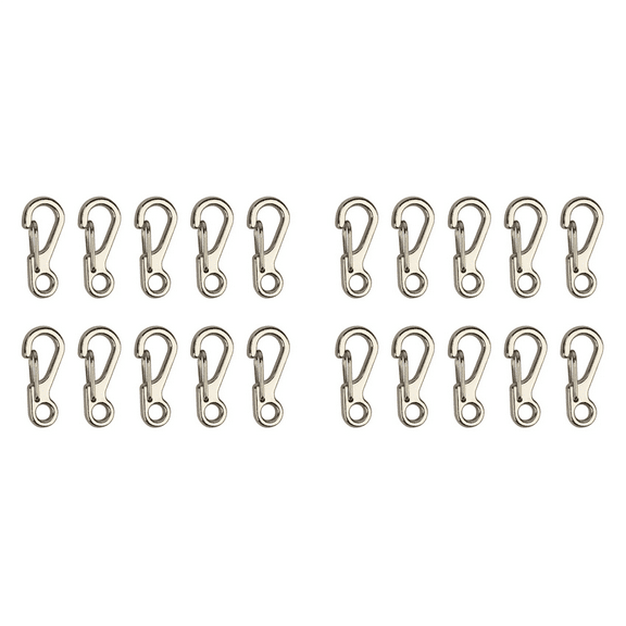 20X Mini Alloy Carabiner Clip Tiny Spring Snap Hook Carabiners for Backpack Keychains Accessories(Silver)