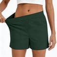 thumbnail image 2 of iHPH7 Women's Stretch Waist Shorts Summer Casual Lightweight Solid Color Shorts Elastic Waist Comfy Relaxed Fit Lounge Shorts with Pockets for Vacation Travel Everyday Wear Dark Green L, 2 of 6