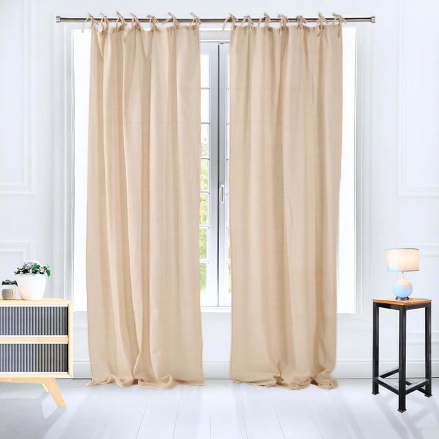 EcoNesxp 84" 2 Panel Living Room Curtains x Tie Top Door Window Treatments Wide Light Filtering Inch Linen