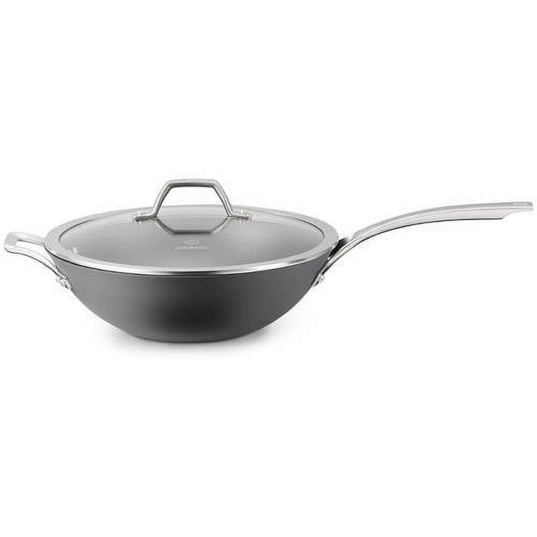 Calphalon Signature Hard-Anodized Nonstick 12-Inch Flat Bottom Wok with  Cover 