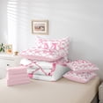 thumbnail image 5 of Manfei Kawaii Bowknot 7pcs Bedding Comforter Set,Letter Personalized Queen Bedding Sets Super Cozy,Geometric Grid Queen Sheet Sets,Ultra Soft Teens Bedroom Decor,Reversible, 5 of 7