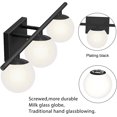 thumbnail image 2 of New Bathroom Vanity Light Fixtures 3 Lights Brushed Black Milk White Globe Glass Shade Modern Wall Bar Sconce Over Mirror (Exclude G9 Bulb), 2 of 4