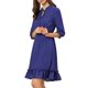 thumbnail image 2 of INSPIRE CHIC Vestido A-Line de Chifón con Volantes en Capa y Mangas 3/4 L Azul Real, 2 of 8