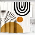 thumbnail image 3 of Abstract Mid Century Shower Curtain for Bathroom Accessories 72Wx72H Inch Modern Cute Contemporary Sun Minimalistic Semicircle Curve Aesthetic Fabric Waterproof Polyester 12 Pack Plastic Hooks, 3 of 6