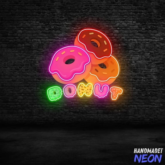 Handmadetneonsign Donut Neon Sign, LED Wall Light for Bakery, Dessert Shop, Donut Decor, Cafe Wall Art 133647
