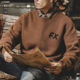 thumbnail image 5 of Suéter de punto marrón para hombre, sin capucha, polos, suéteres coreanos 2024, ropa para hombre, otoño, maletry, divertidos, tallas grandes, estilo, jerseys, venta en modo, 5 of 5