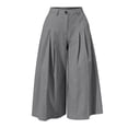 thumbnail image 4 of Mifsaly Plus Size Cropped Linen Pants Women Pleated Front High Waist Capris Lightweight Flowy Everyday Casual Work Office Bottoms with Pockets Gray,XXXXL, 4 of 7