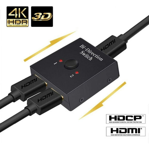 HDMI Switch 4K HDMI Splitter-Aluminum Bi-Directional HDMI Switcher 2 Input 1 Output, HDMI Switch Splitter 2 x 1/1 x 2. No External Power Required, Support 4K 3D HD 1080P for Xbox PS4 Roku HDTV