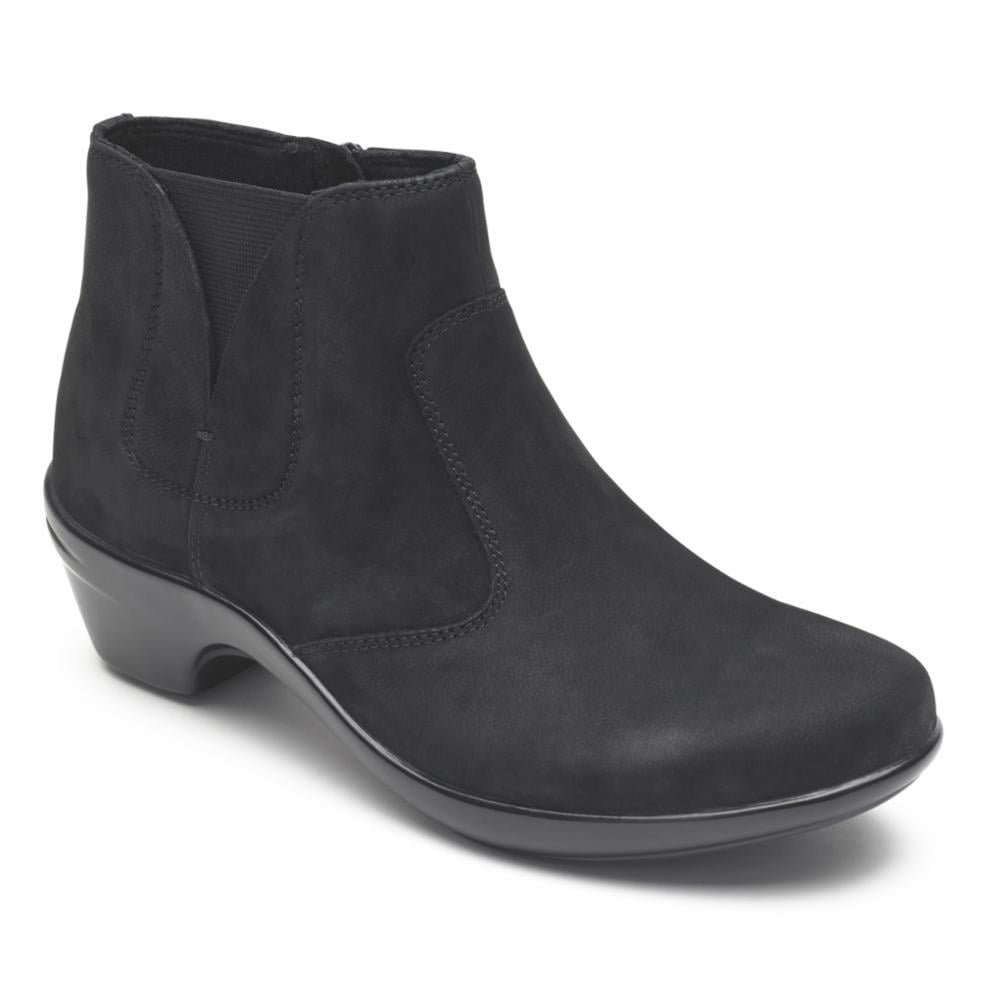 Aravon KITT BOOTIE BLACK/LEATHER HEEL 