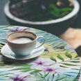 thumbnail image 3 of Ambesonne Tropical Fitted Round Tablecloth, Exotic Watercolor Flora, 45"- 56" Diameter, Pale Purple and Fern Green, 3 of 5