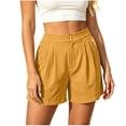 thumbnail image 2 of DYTTDG Women's High Waisted Pleated Shorts | Casual Elastic Waist Button & Zipper Closure with Side Pockets, Loose Fit Summer Shorts, 2 of 8