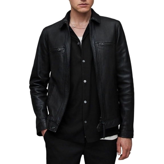 Men's Genuine Lambskin Leather Jacket Biker Soft Stylish Motorcycle Jacket A311